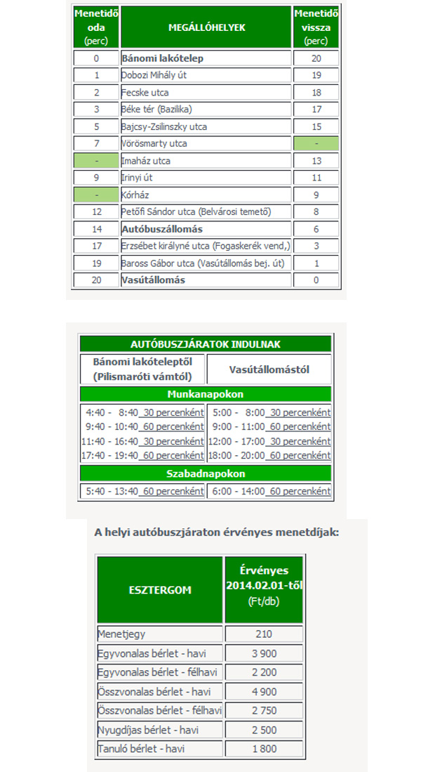 Új helyijárat: menetrend, út és jegyek Esztergomban