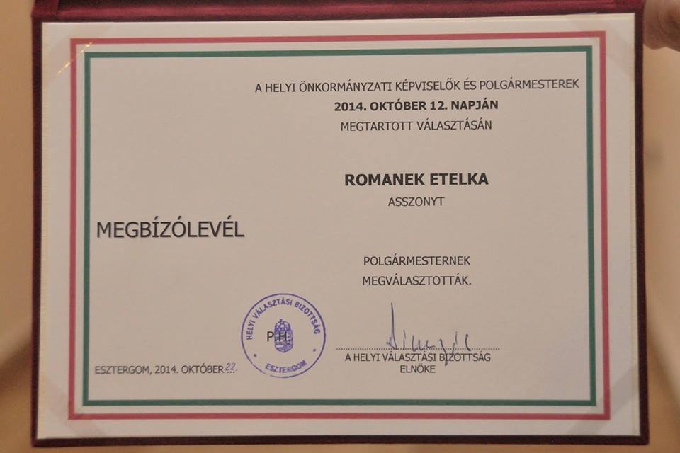 Átvette polgármesteri megbízólevelét Romanek Etelka