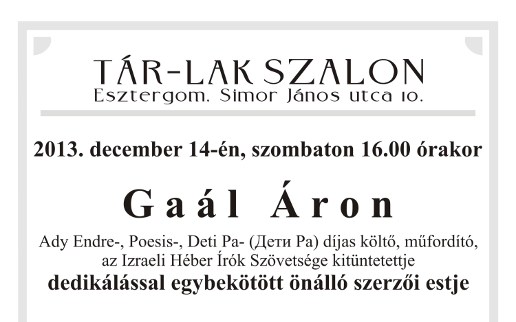 Szerzői est a Tár-Lak Szalonban