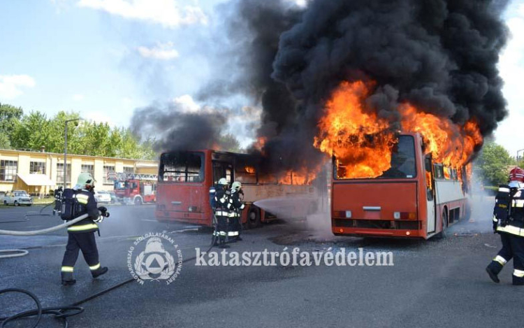 Buszok lángoltak Dorogon