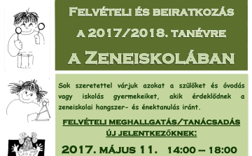 Felvételit és beiratkozást tart a Zeneiskola