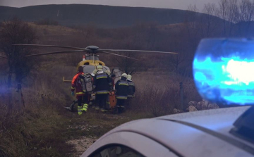 Mentőhelikopter Leányváron – kamion és kisteher ütközött