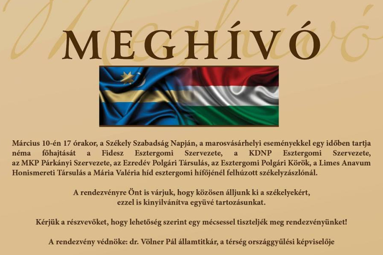 Székely Szabadság Napja Esztergomban - Meghívó