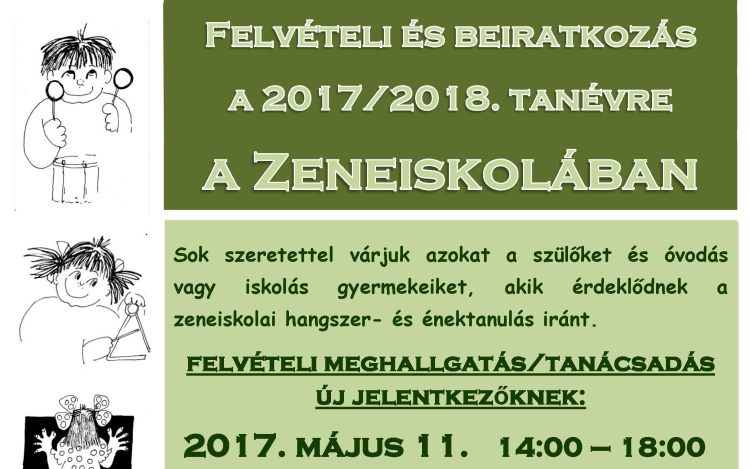 Felvételit és beiratkozást tart a Zeneiskola