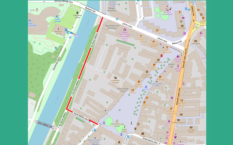 Átmenetileg tilos lesz a parkolás a Kis-Duna sétány egy részén és a Szent Miklós utcában