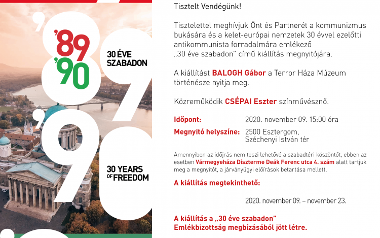 30 éve szabadon - Emlékkiállítás nyílik Esztergomban