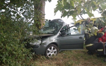 Fának csapódott egy autó a 11-esen – Súlyos sérültje van a balesetnek
