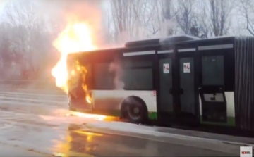 Óriási lángokkal égett egy busz Tatabányán - VIDEÓ