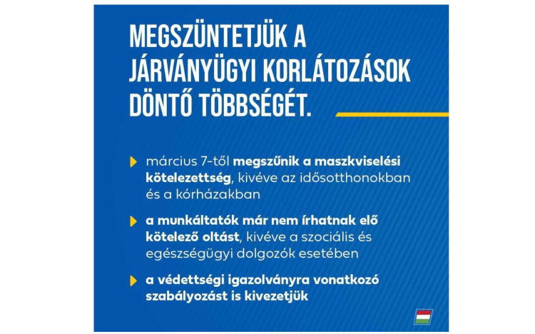 A kormány megszünteti a járványügyi korlátozások többségét