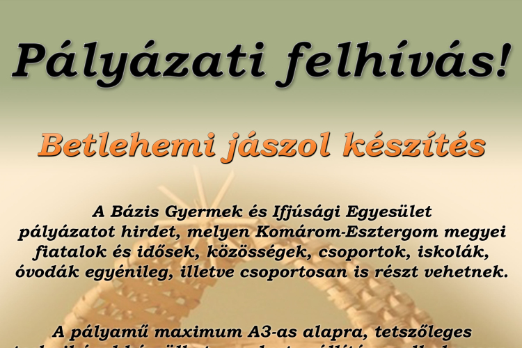 Pályázat betlehemi jászol készítésére