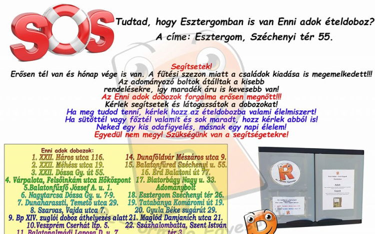 Ételt adok-Ételt kapok – segítsünk az esztergomi ételdobozzal