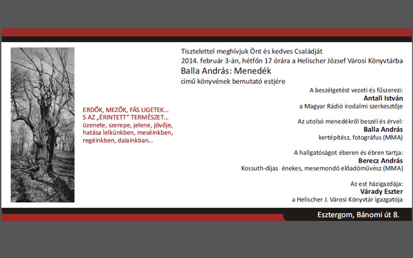 Menedék - fotós könyvbemutató az esztergomi könyvtárban