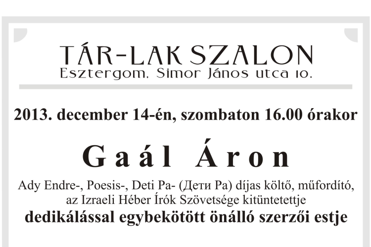 Szerzői est a Tár-Lak Szalonban